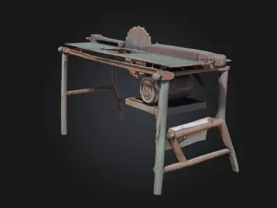 Rustic Saw Table  Handcrafted Grit for Woodworking Scenes 3D model