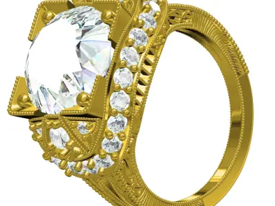 Antique Art Deco Engagement Ring 3D print model purchase