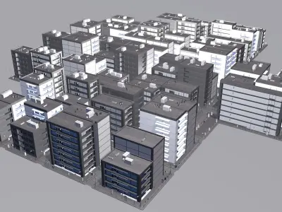Buildings City building industrial park commercial housing 3D model V16