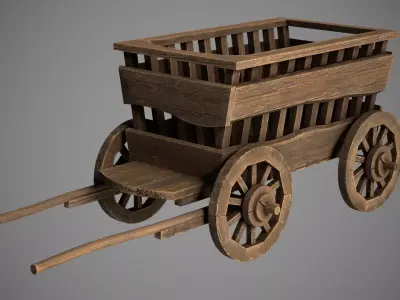 Wood Cart Low-poly 3D model purchase