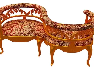 Antique courting chair Low-poly 3D model