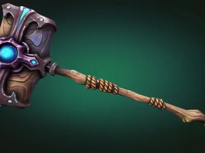 Coastal two handed hammer Low-poly 3D model