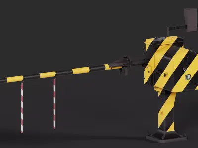 Railroad Level Crossing Barrier Low-poly 3D model