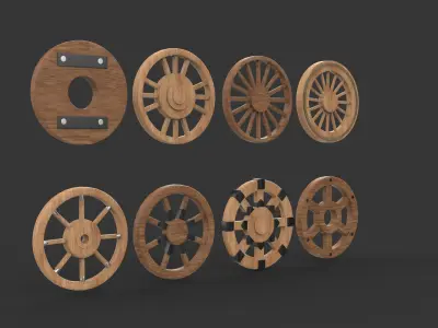 Wooden wheels  3D model