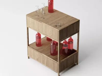 Wine Sidetable - Living Room Furniture 02 3D model