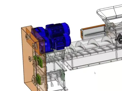 Twin Screw Conveyor - Efficient Material Mixing System 3D model