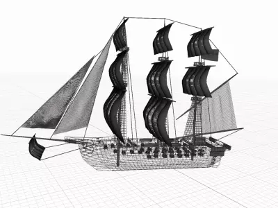 Napoleonic French Ship Of The Line 3D model