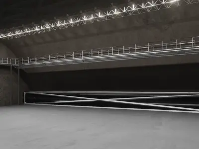 Hangar Interior Low-poly 3D model shop