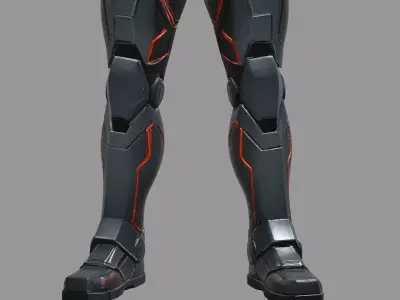 Glowing Red Male Combat Mech Suit 3D model