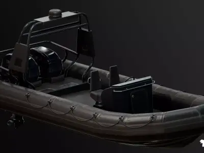 Military Boat - Rigged and BP Controllable with Skins Low-poly 3D model