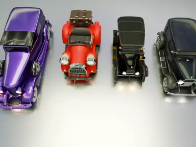 Vintage Classic Cars Collection 3D Model Pack Low-poly 3D model