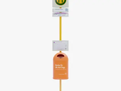 bus stop sign recycling bin 3D model