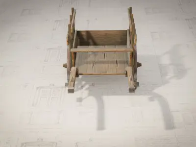 Medieval Wooden Cart Low-poly 3D model purchase