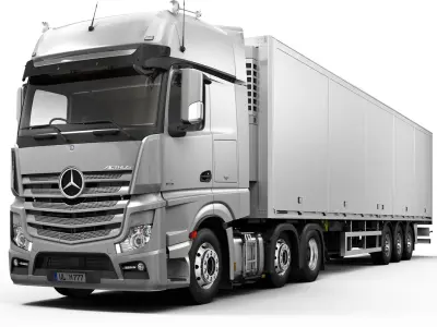 Mercedes Actros 6X2 with trailer 3D model