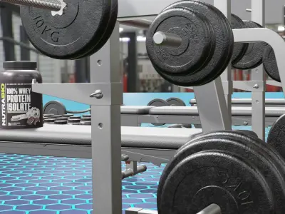 full gym with supplements blender project Low-poly 3D model
