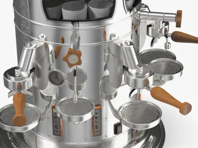  Retro Espresso Machine With Empty Cups Chrome 