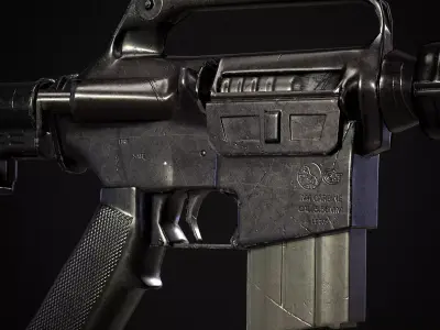 M16 Assault Rifle 3D Model Game-Ready UV Unwrapped and Textured Low-poly 3D model