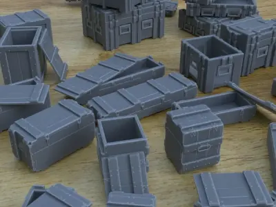 REALISTIC MILITARY CRATES FOR WAR TERRAIN 1-35 SUPPORTED STL 3D print model