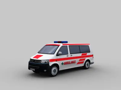 Ambulance Lowpoly volkswagen Low-poly 3D model