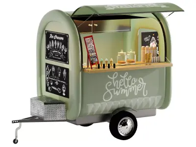 Foodtruck iceCream green 3D model