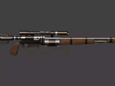 Futuristic Sniper Rifle Low-poly 3D model