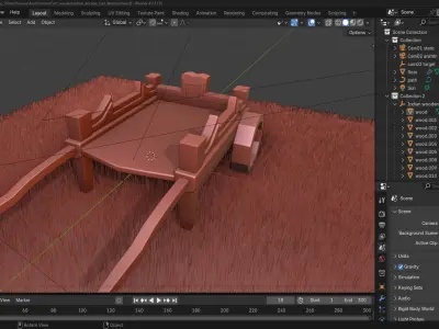 Ancient Indian Wooden Cart 3D model