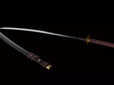 Katana Low-poly 3D model 14