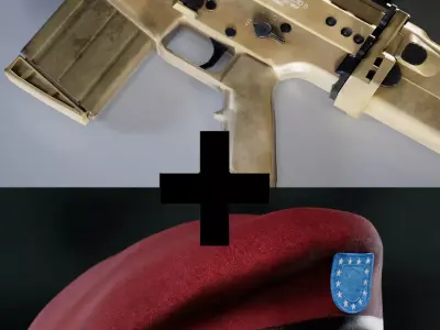 Scar-H Gun and Red Beret Collection Low-poly 3D model