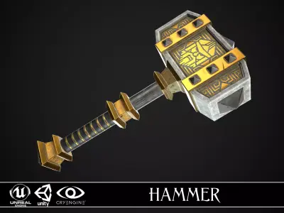 Fantasy Hammer 04 Low-poly 3D model
