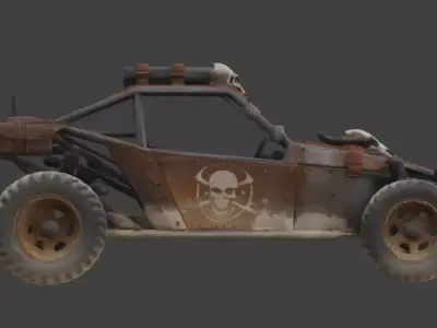 Post-Apocalyptic Skull Sand Buggy Low-poly 3D model