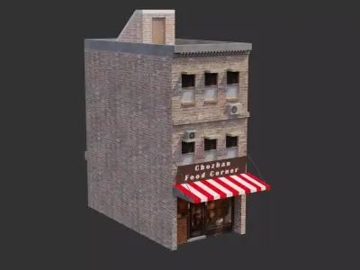 Commercial Building - Low Poly - Game Ready - PBR Low-poly 3D model
