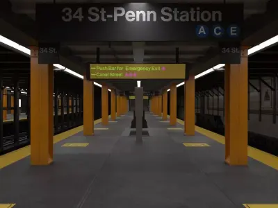 Underground Subway Station Platform 3D model