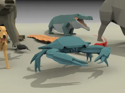 low poly animal pack Low-poly 3D model