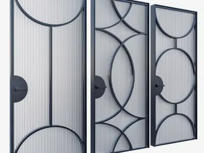 Interior Door Metal Set 01 3D model