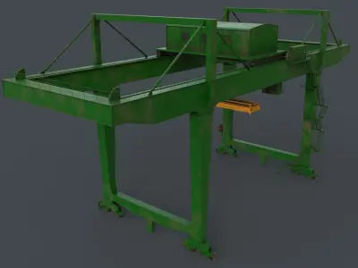 PBR Rail Mounted Gantry Crane RMG V2 - Green Low-poly 3D model