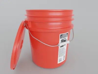 4 in 1 Detailed Plastic Bucket with Lid 5 gallon Low-poly 3D model