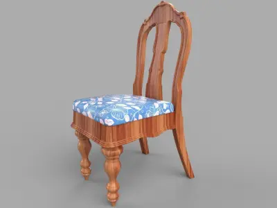 chair wooden with fabric 3D model