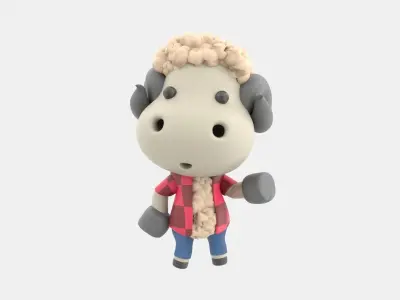 Cute Sheep 3D Illustration 3D model 2