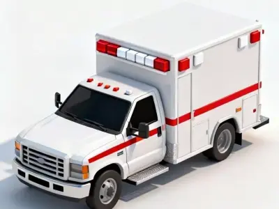 Modern American Box-Type Ambulance 3D Model Low-poly 3D model