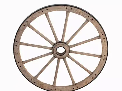 Vintage Wood Wheel 03 Low-poly 3D model