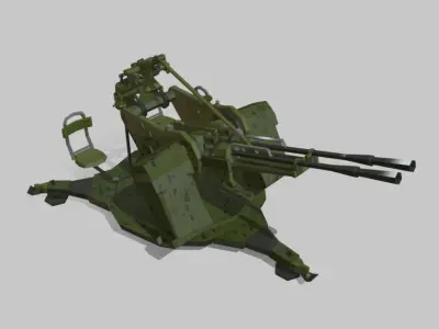ZPU gun Low-poly 3D model