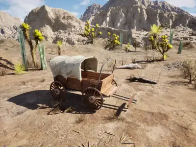 Wild West Wagon Pack Low-poly 3D model