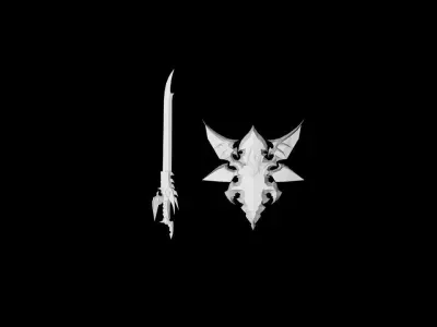 Dragon - Sword and Shield Low-poly 3D model