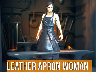 Leather Apron Woman model pack Low-poly 3D model
