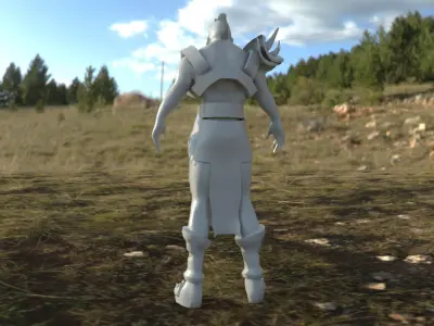 Warrior statue in middle of field 3D model