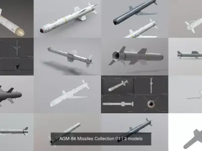 AGM-84 Missiles Collection 01 3D Model Pack