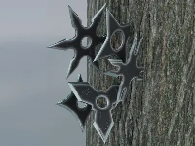 Black Ninja shuriken pack Low-poly 3D model