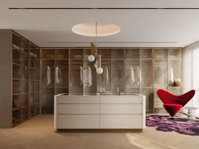 Modern master bedroom dressing room work room  3D model