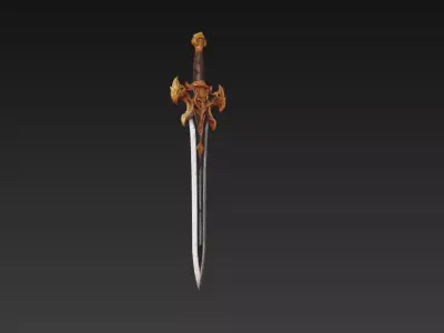 Infernal Guard Fantasy Sword - Low Poly 3D Weapon Low-poly 3D model