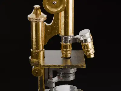 Antique Brass Microscope 3D Model  High Quality PBR Textured Low-poly 3D model
